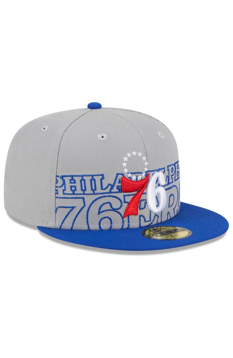 New Era Men's New Era  Gray/Royal Philadelphia 76ers 2023 NBA Draft Two-Tone 59FIFTY Fitted Hat, Alternate, color, Gray