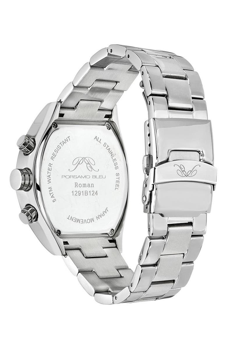 PORSAMO BLEU Roman Chronograph Bracelet Watch, 42mm, Alternate, color, Silver