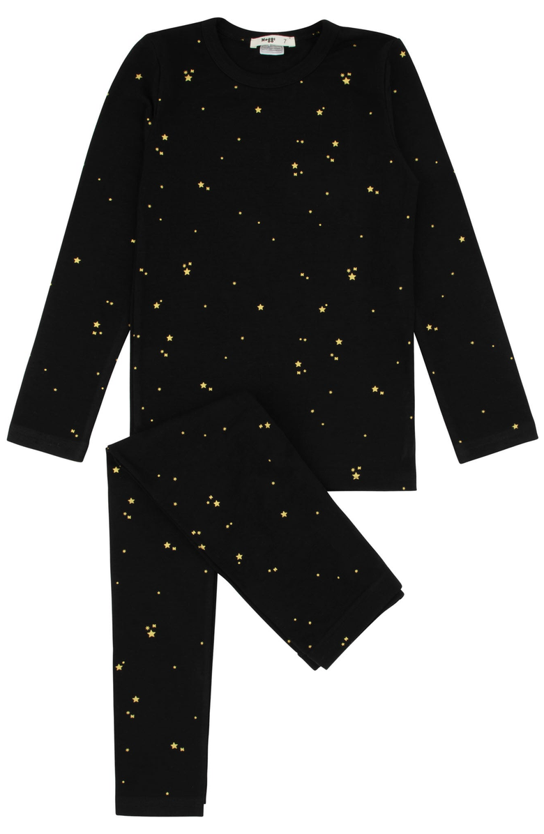 NoggiWear Star Print Loungewear Set, Main, color, Black / Gold Stars