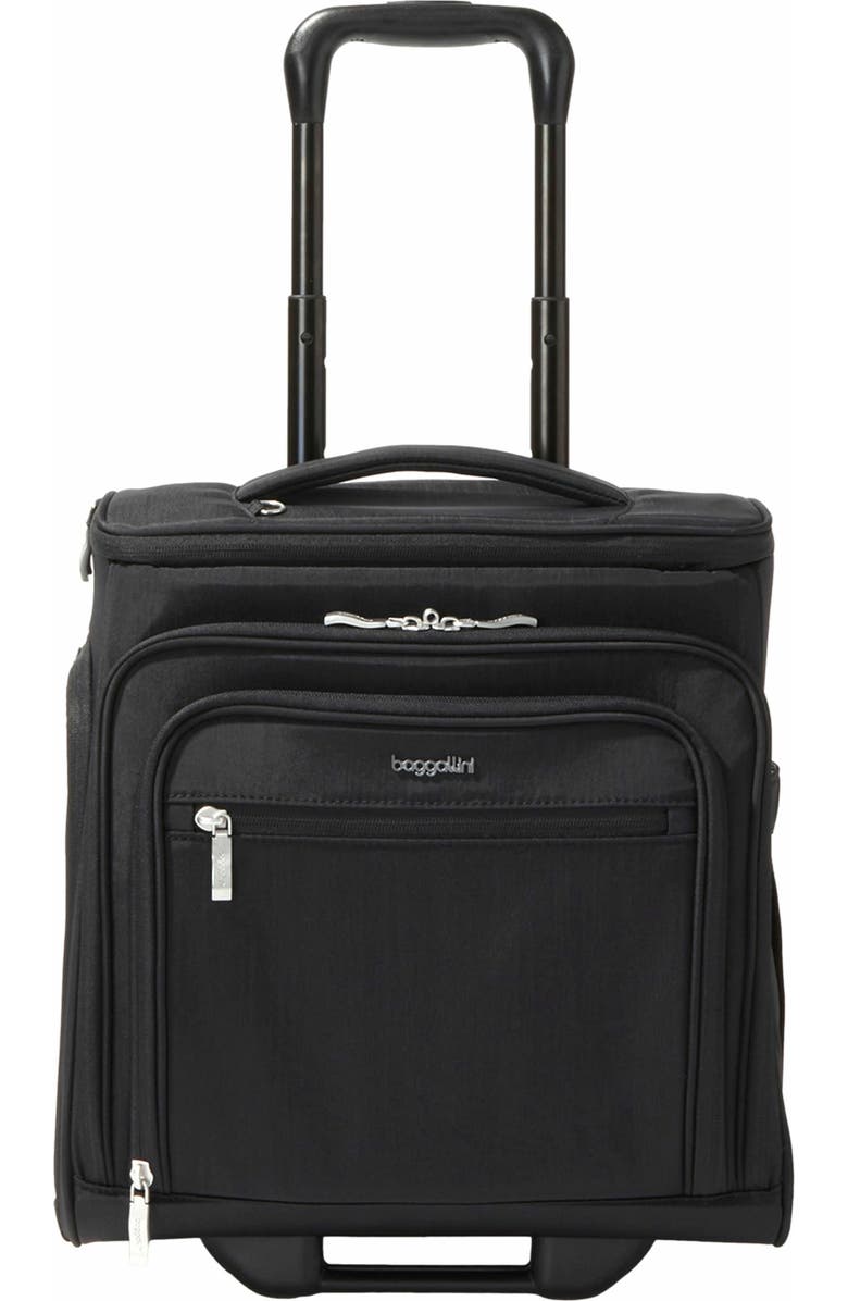 BAGGALLINI Expandable Underseat Carry-On Suitcase, Main, color, Black