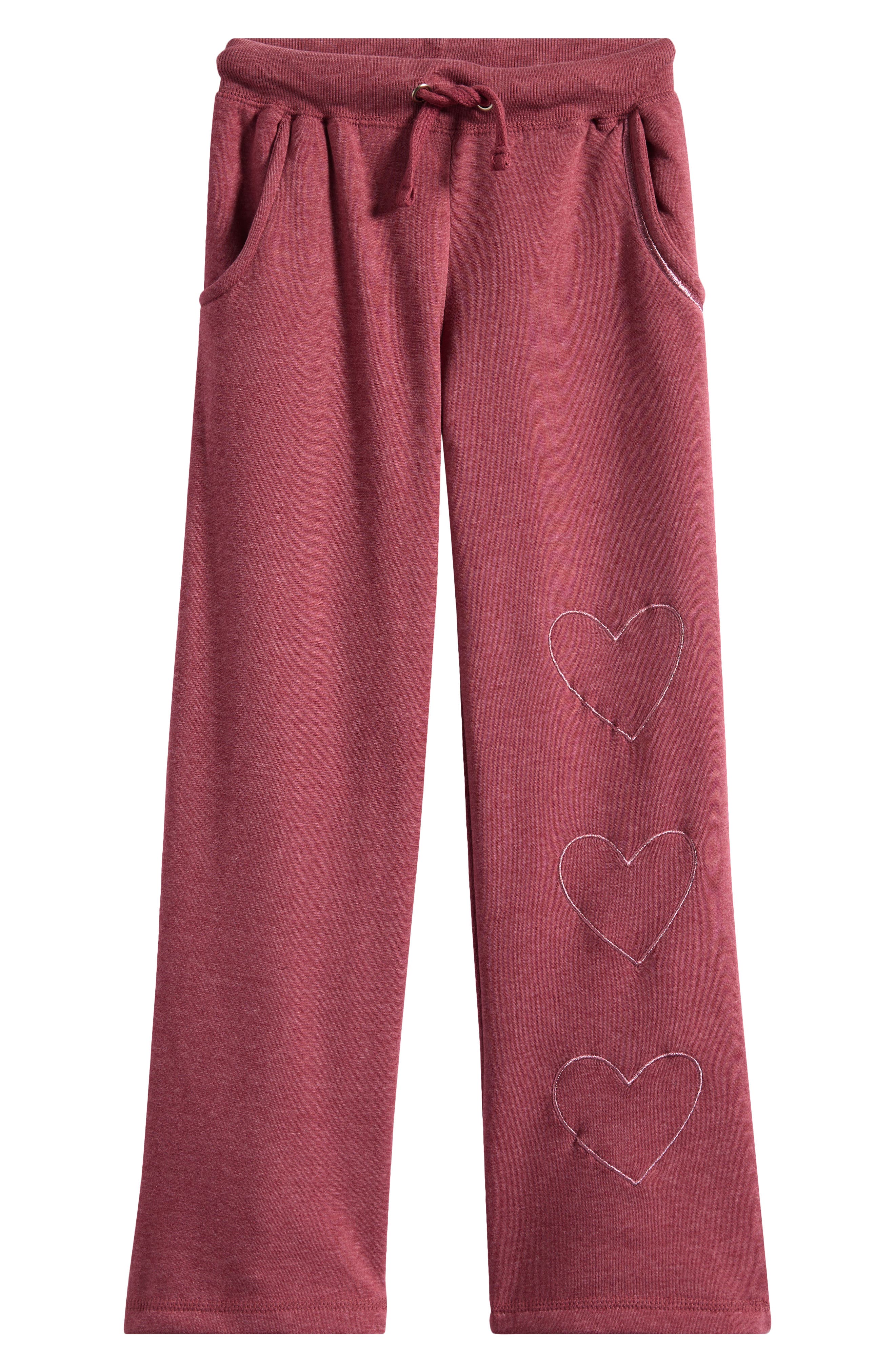 Kids' Heart Embroidered Wide Leg Sweatpants