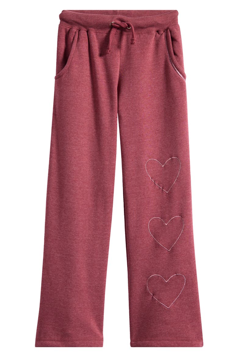 Kids' Heart Embroidered Wide Leg Sweatpants, Main, color, MAROON