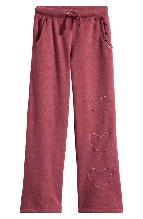 Kids' Heart Embroidered Wide Leg Sweatpants