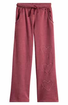 Kids' Heart Embroidered Wide Leg Sweatpants