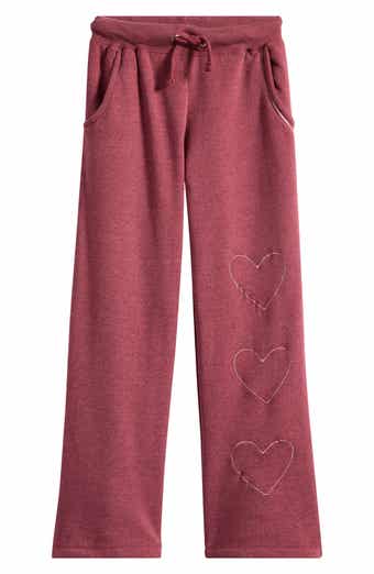 Kids' Heart Embroidered Wide Leg Sweatpants