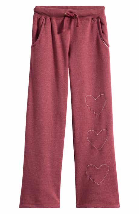 Kids' Heart Embroidered Wide Leg Sweatpants