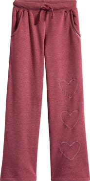 Vintage Havana Kids' Heart Embroidered Wide Leg Sweatpants