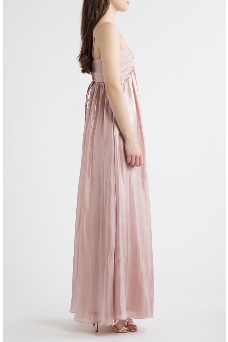 Matty Ruched Metallic Sleeveless Gown, Alternate, color, BLUSH