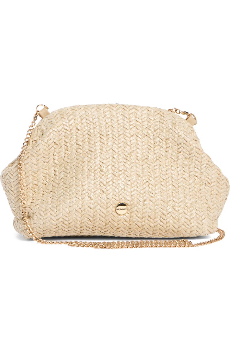 Olga Berg Kaia Studded Woven Clutch, Alternate, color, Natural