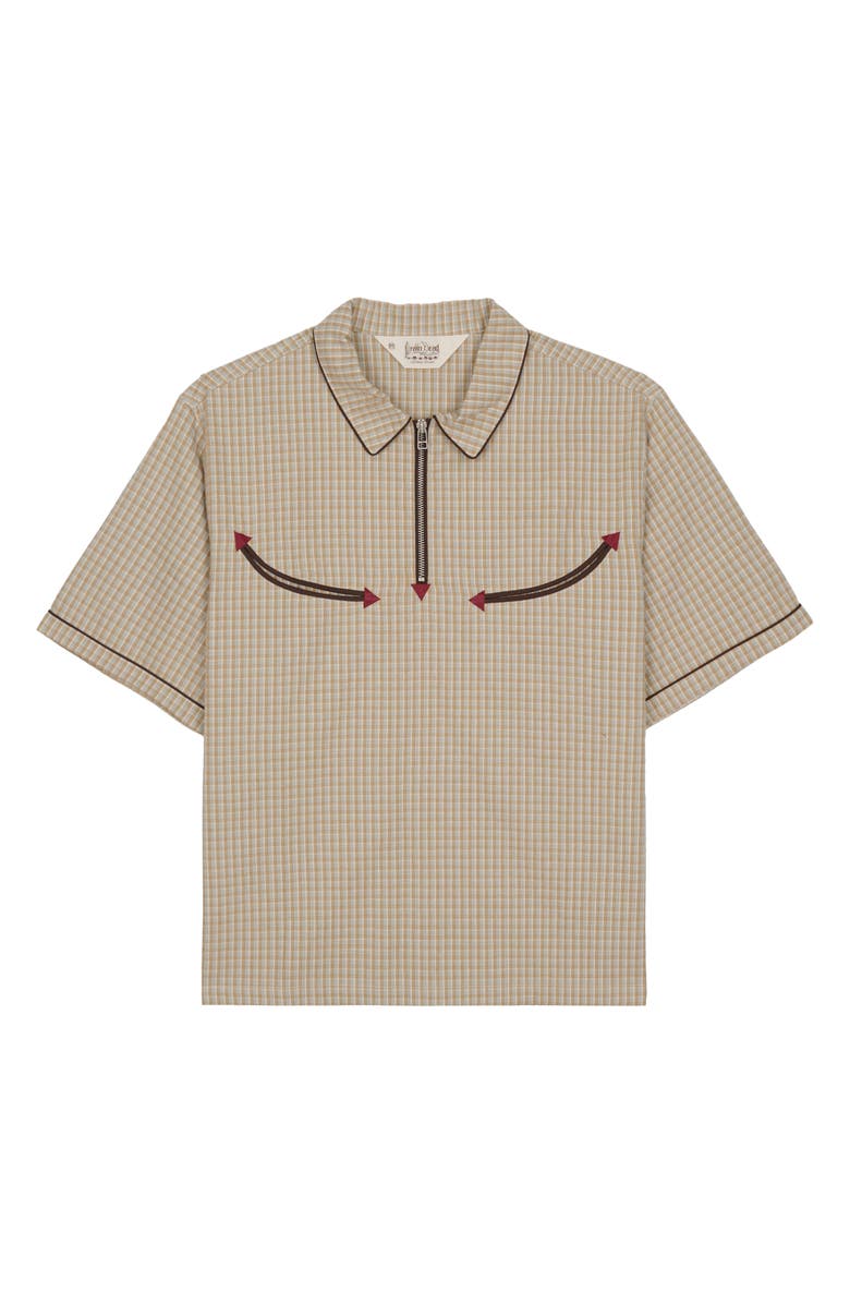 Brain Dead Check Western Shirt, Main, color, Taupe