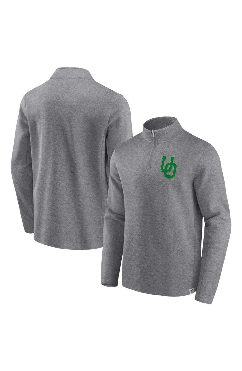 FANATICS Men's Fanatics Branded Heather Gray Oregon Ducks Vintage Fleece Quarter-Zip Jacket, Main, color, 