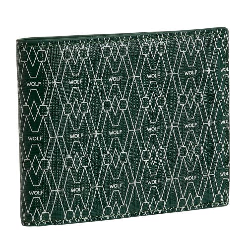 Wolf Signature Billfold And Coin In Green