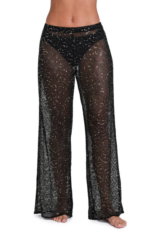 Sunshine 79 Shine Open Stitch Cover-up Pants In Black