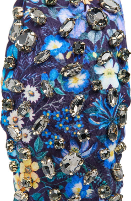 Lele Sadoughi Greta Liberty Crystal Knotted Headband In Indigo Garden