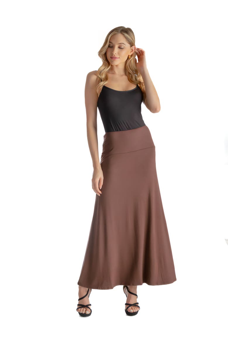 Elastic Waist Maxi Skirt, Main, color, Brown