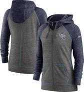 Nike Women's Nike Heathered Charcoal/Navy Tennessee Titans Gym Vintage Raglan Full-Zip Hoodie