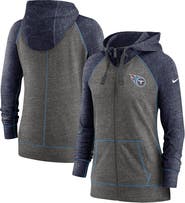 Nike Women's Nike Heathered Charcoal/Navy Tennessee Titans Gym Vintage Raglan Full-Zip Hoodie