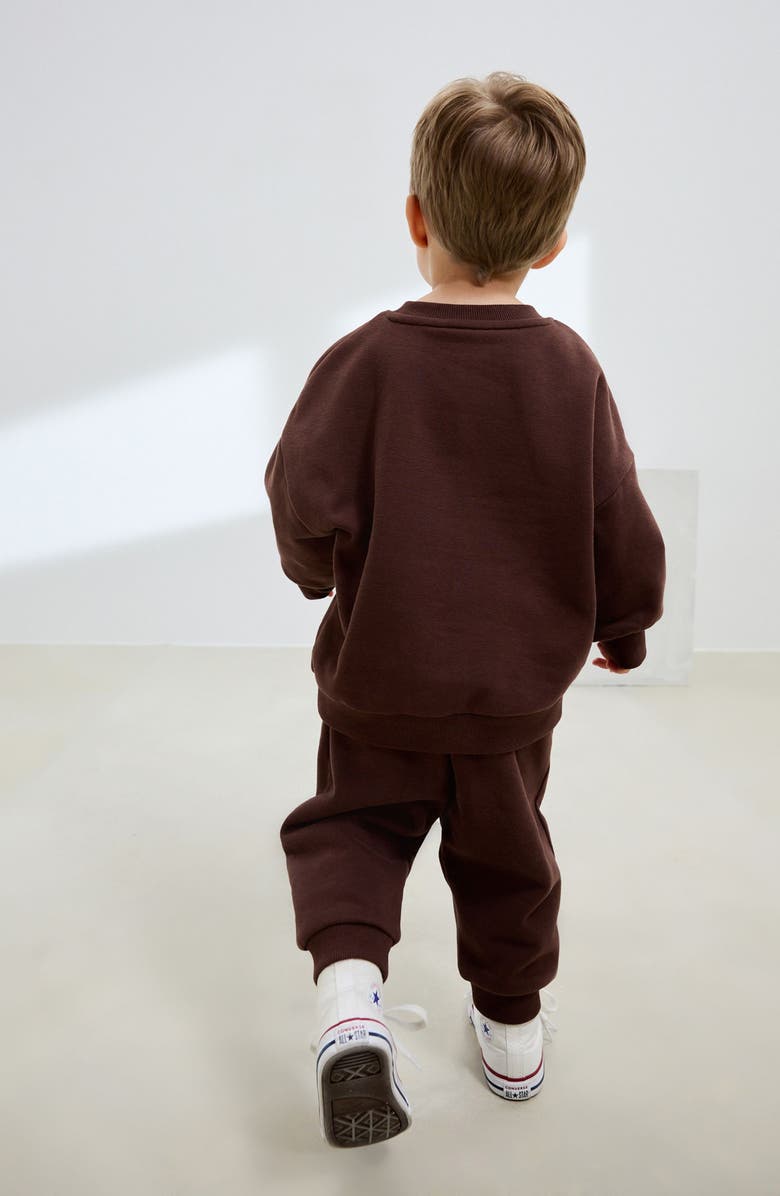 NEXT Kids' Chocolate Milk Sweatshirt & Sweatpants Set, Alternate, color, Brown