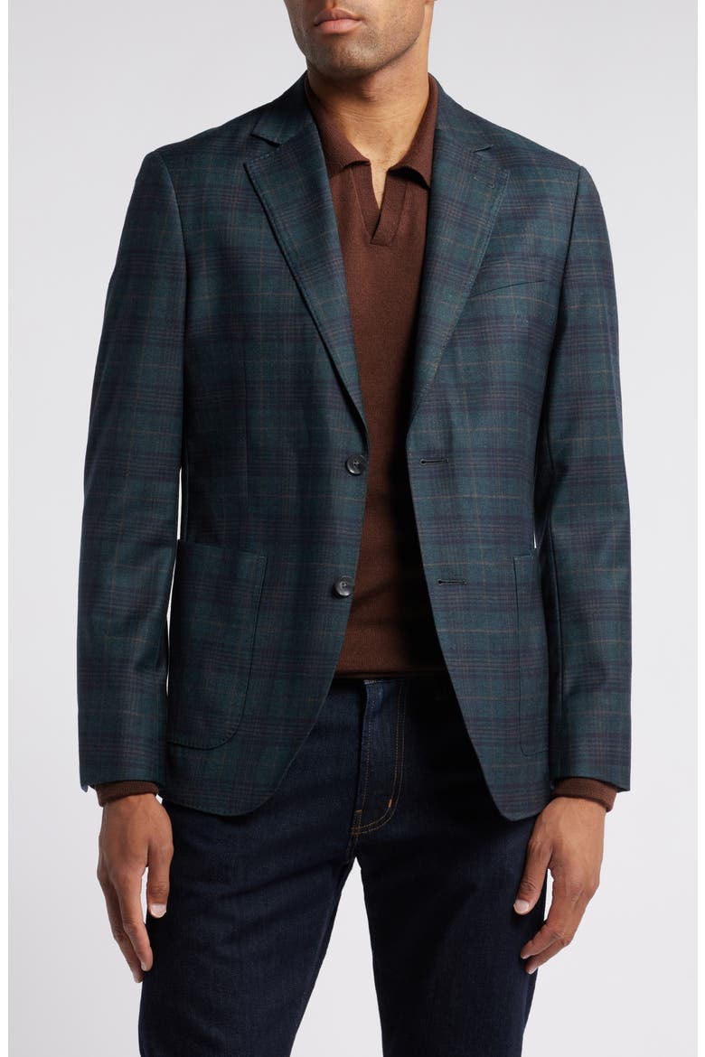 Milzo Plaid Wool Sport Coat, Main, color, DARK GREEN MILAZZO PLAID