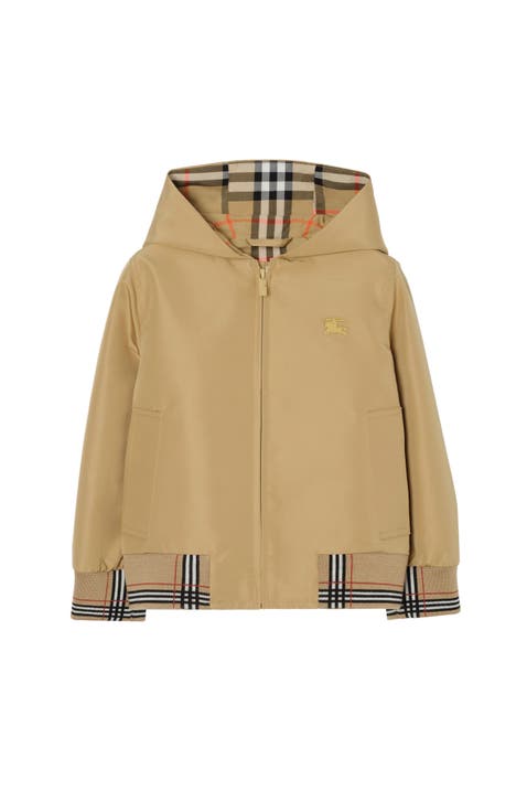 Check Trim Hooded Jacket
