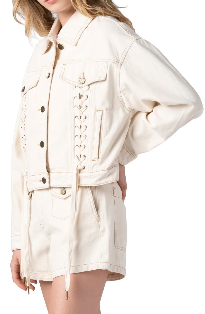 BLANKNYC Lace-Up Denim Jacket, Alternate, color, 