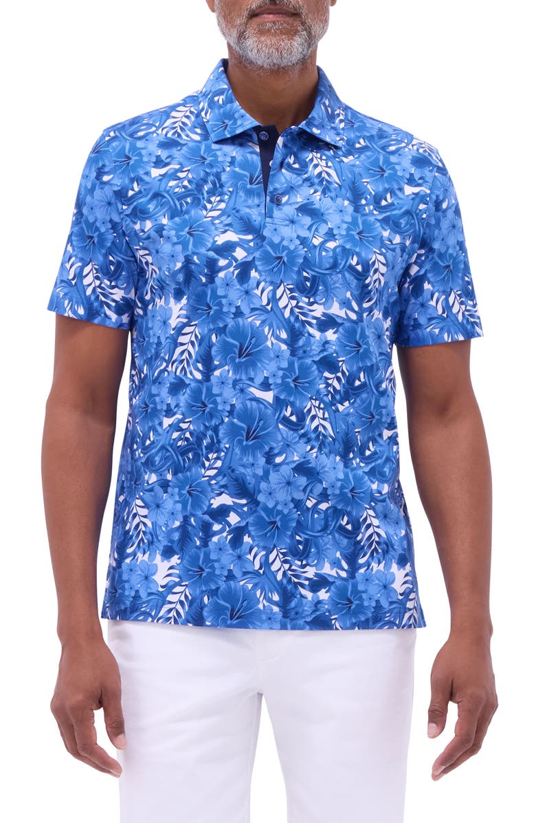 Bugatchi Hendrix Digital Floral Print Pima Cotton Polo, Main, color,