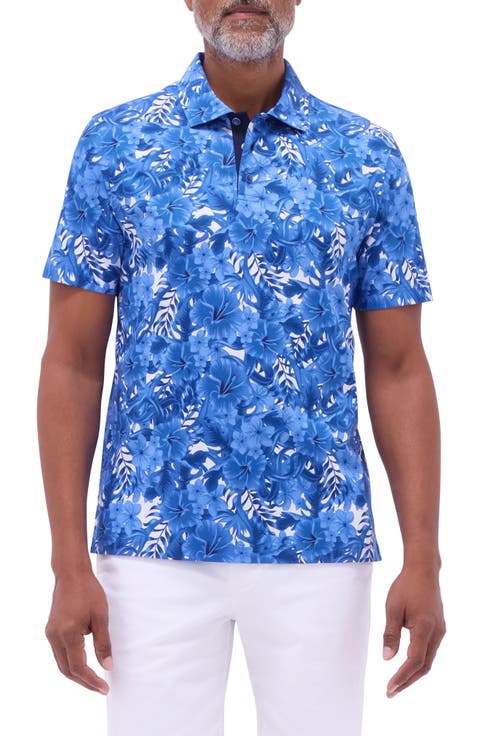 Hendrix Digital Floral Print Pima Cotton Polo