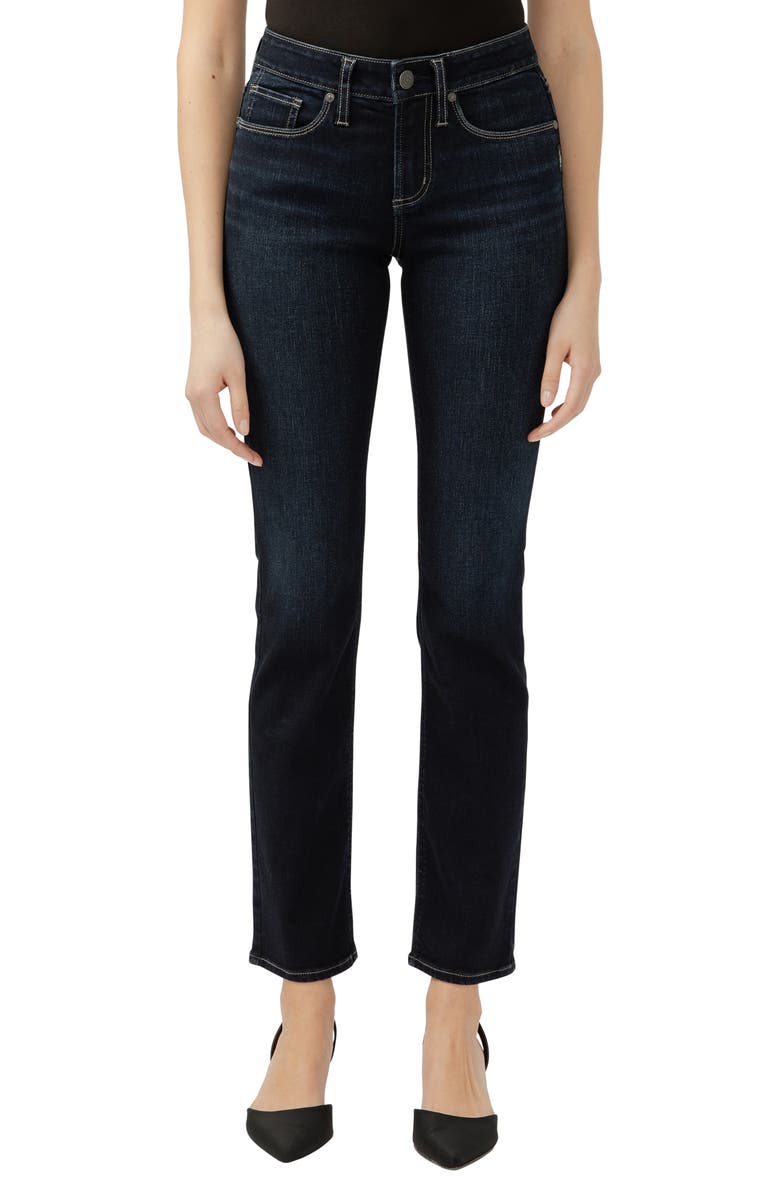 Silver Jeans Co. Suki Curvy Mid Rise Straight Leg Jeans, Main, color, 