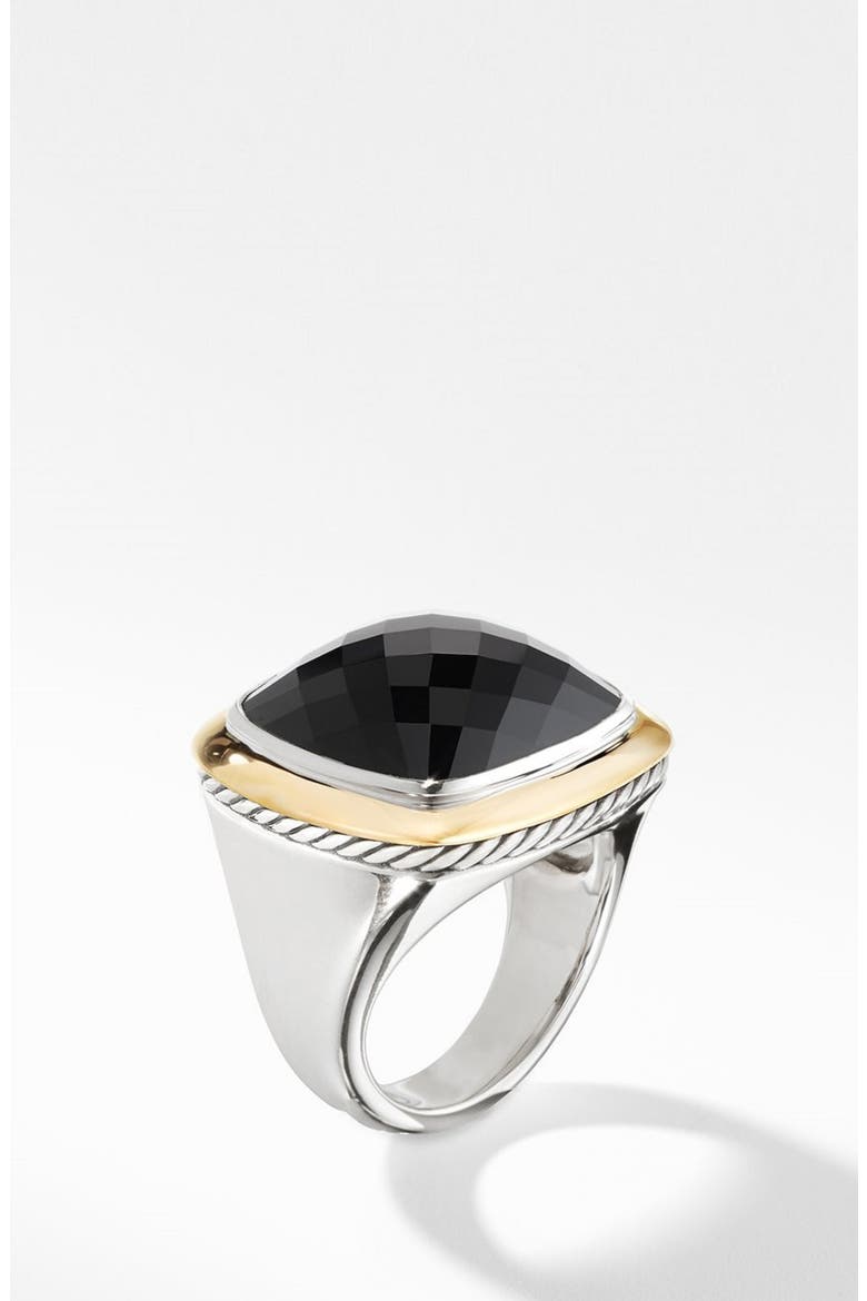 Albion® Statement Ring with 18K Gold and Champagne Citrine or Reconstituted Turquoise, Alternate, color, BLACK ONYX