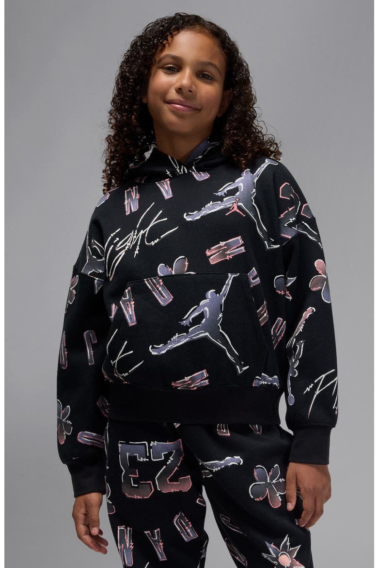 Kids' 23 Throwback Graphic Hoodie, Alternate, color, BLACK