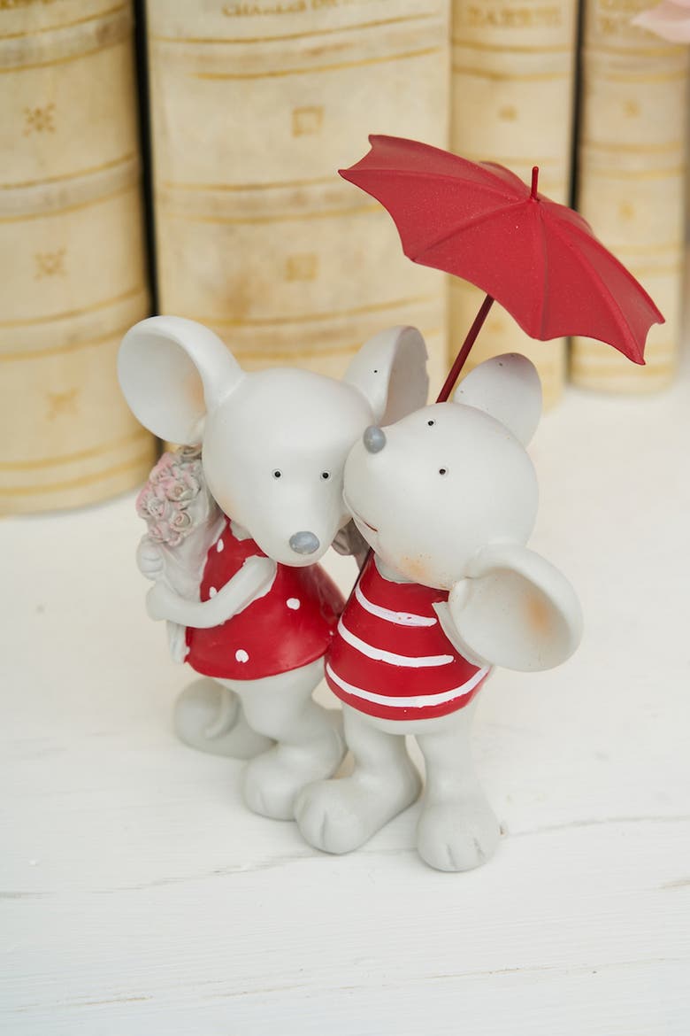 Rain or Shine Valentine's Day Mice Figurine 5.1", Alternate, color, Red
