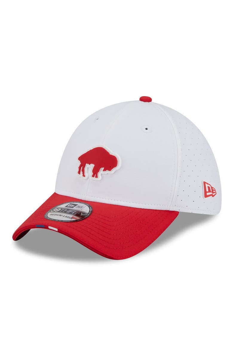 New Era Men's New Era White/Red Buffalo Bills 2025 NFL Training Camp Throwback Logo 39THIRTY Flex Hat, Alternate, color, White