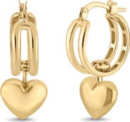 Bony Levy 14k Gold Heart Charm Hoop Earrings
