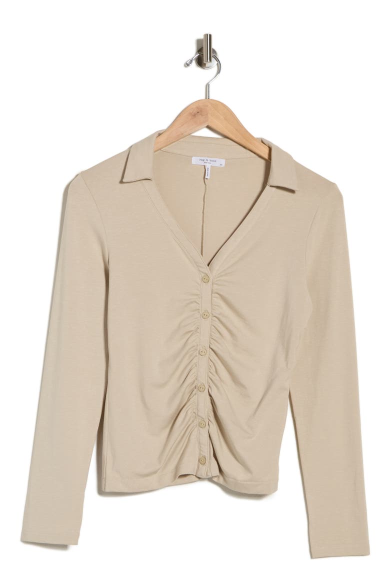 Lucy Ruched Polo Button-Up Shirt, Alternate, color, SNDST