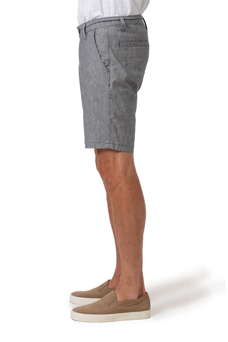 Noah Flat Front Slub Cotton & Linen Chino Shorts, Alternate, color, NAVY LINEN STRIPE