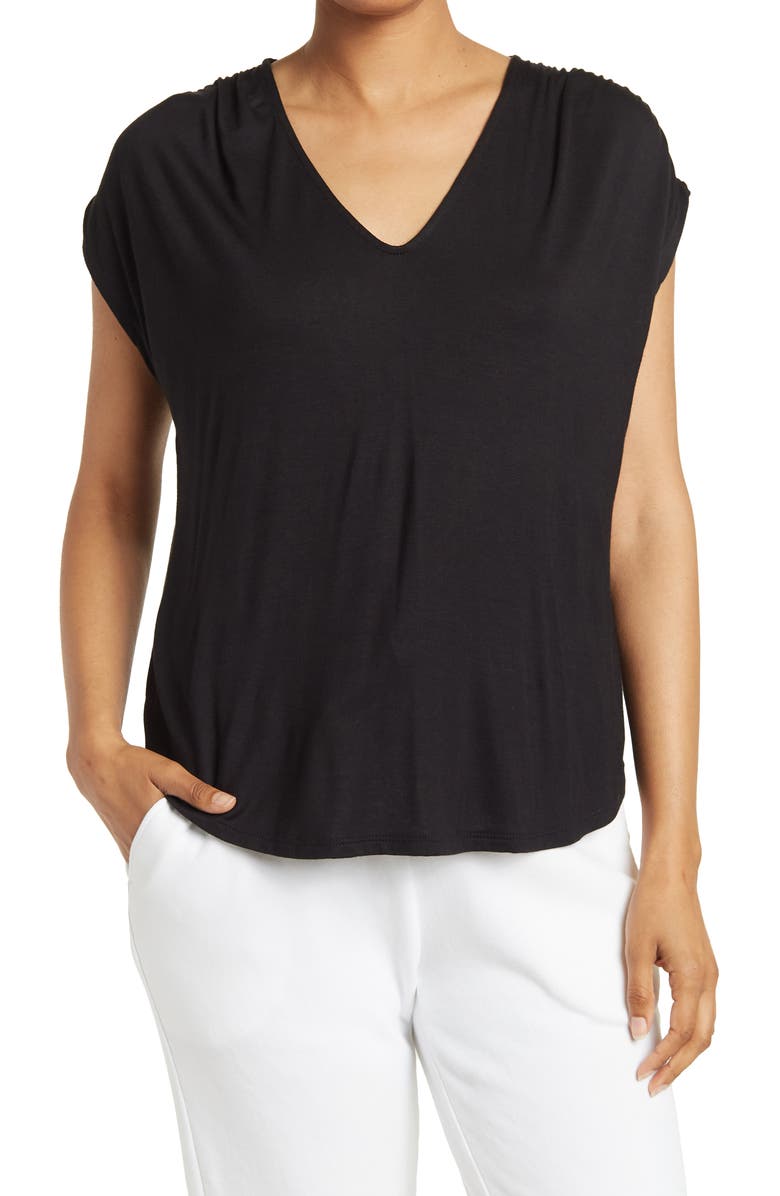 Heather by Bordeaux H BY BORDEAUX Ruched V-Neck Blouse, Main, color,