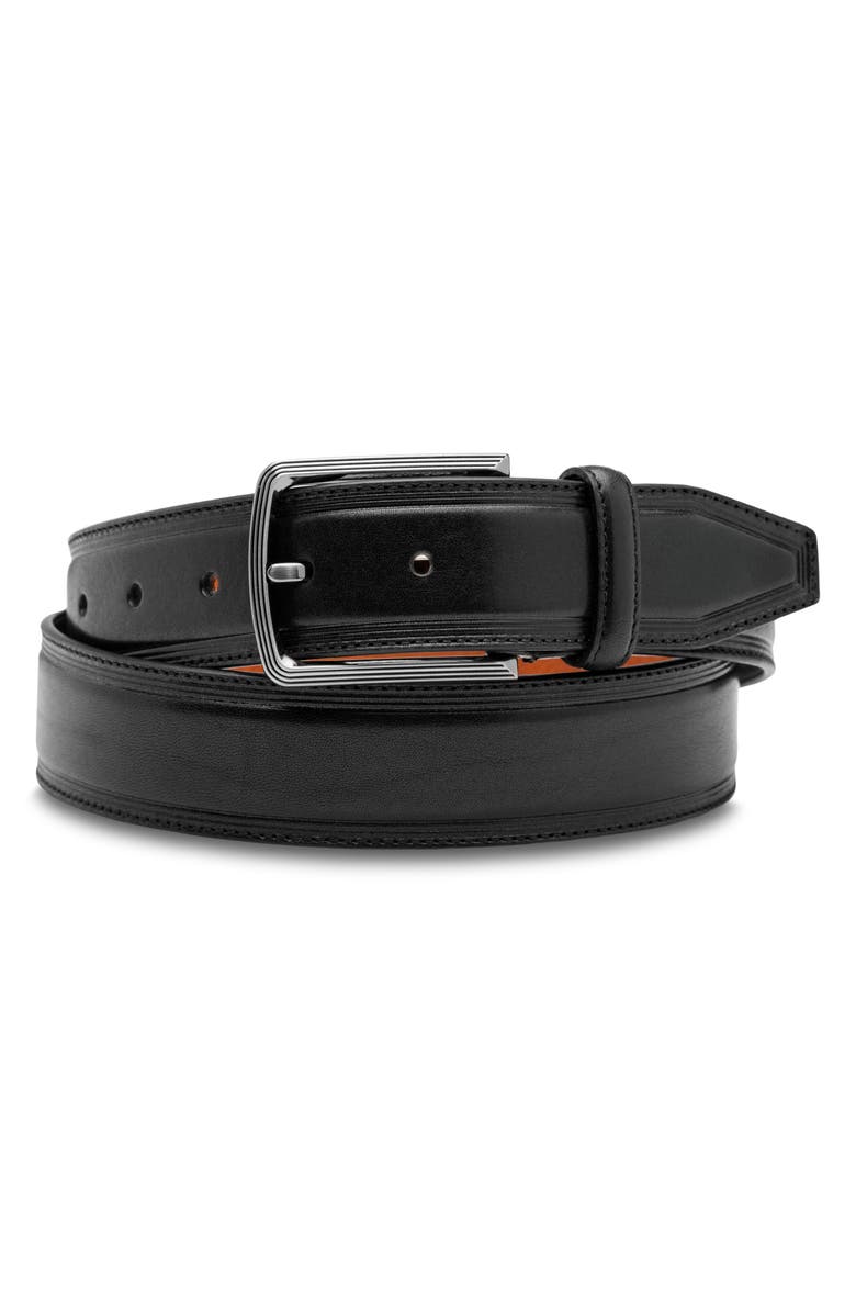 Bosca Sorento Leather Belt, Main, color, Black