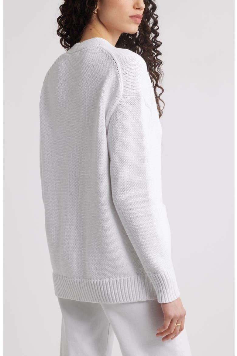 Chunky Cotton Blend Cardigan, Alternate, color, WHITE