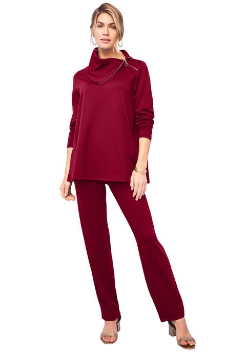 Ponte Split Neck 2-Piece Set