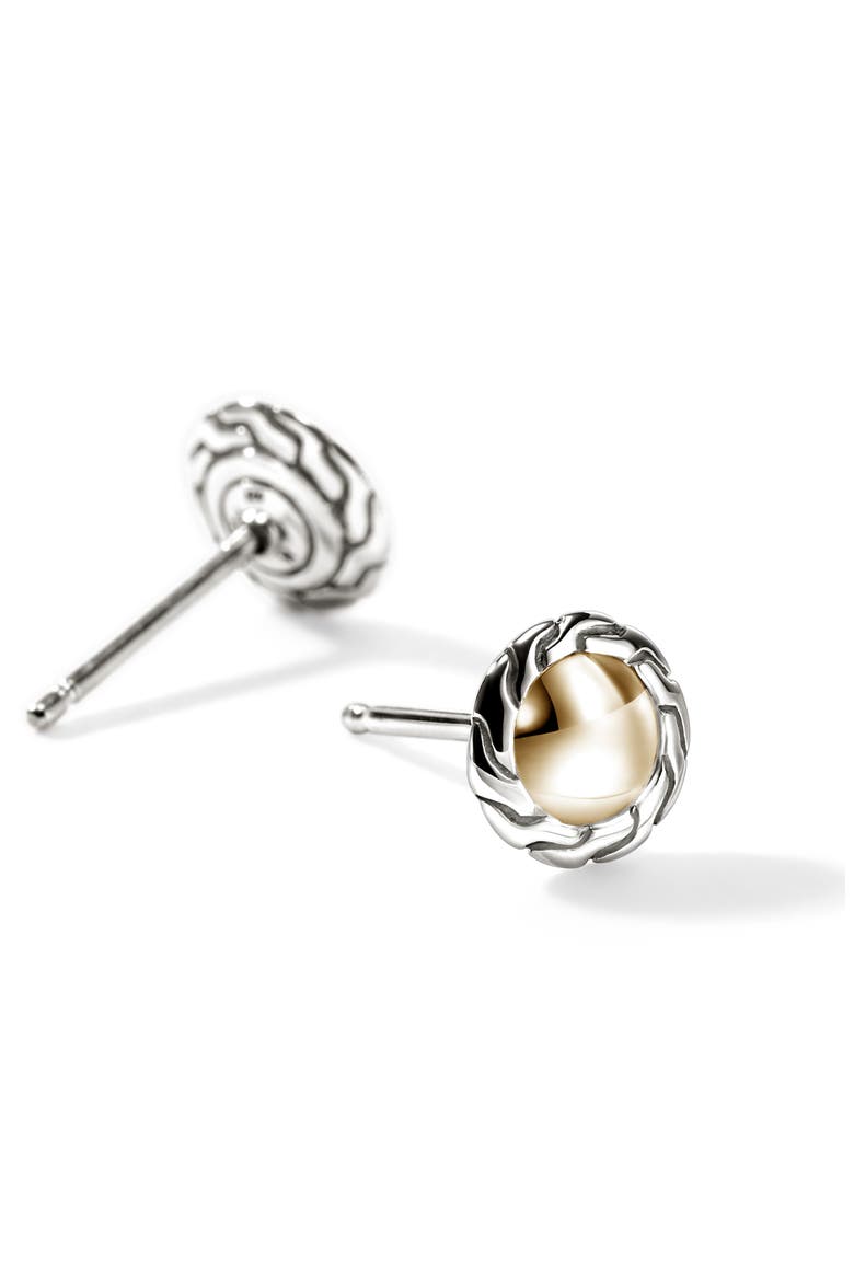 JH Essential Stud Earrings, Gold, Sterling Silver, 7mm, Alternate, color, SILVER/GOLD