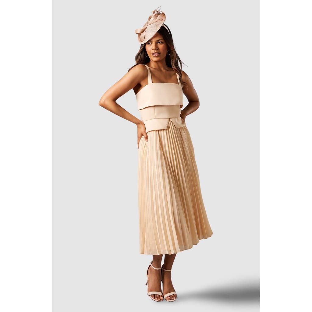 Coast Petite Square Neck Midi Dress In Neutral