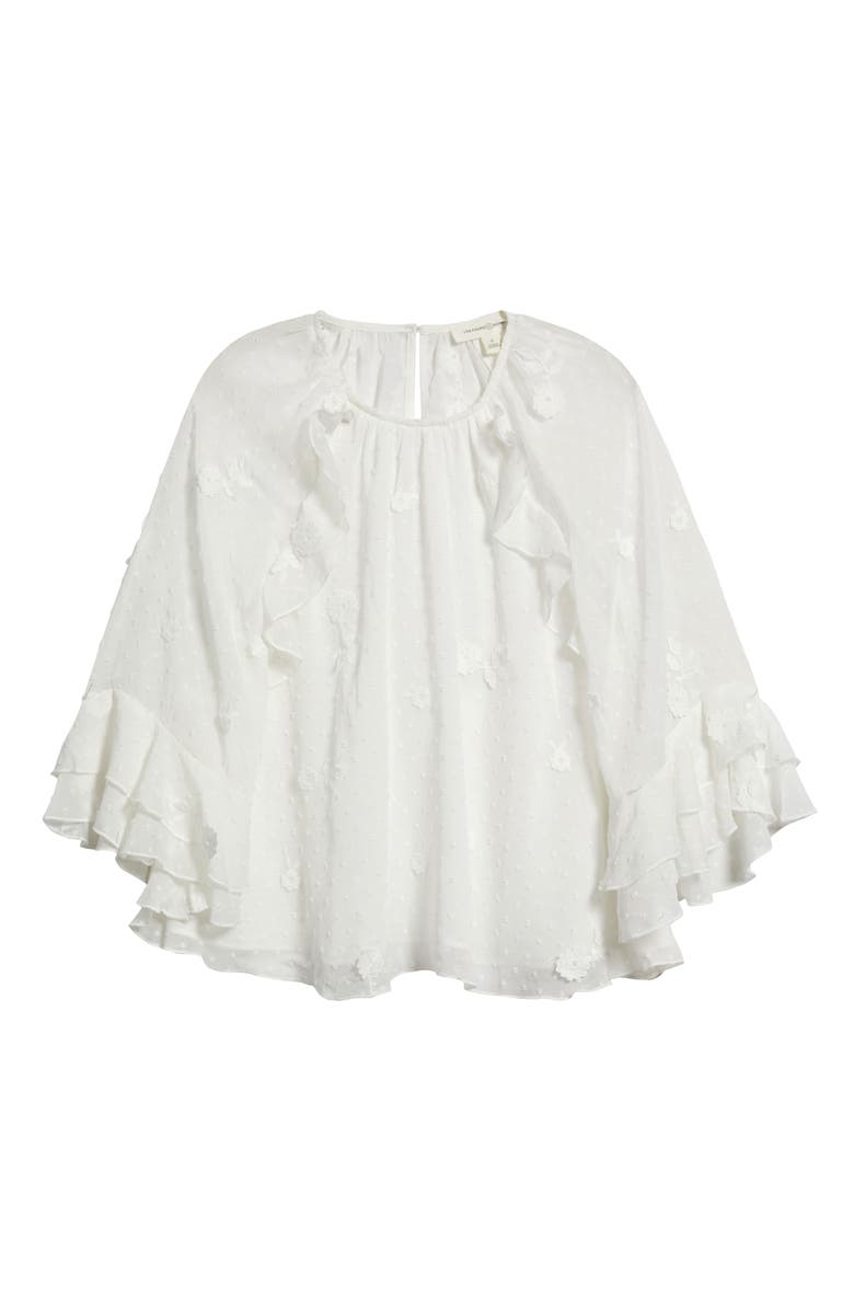 Treasure & Bond Floral Appliqué & Clip Dot Chiffon Top, Alternate, color, White