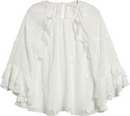 Treasure & Bond Floral Appliqué & Clip Dot Chiffon Top