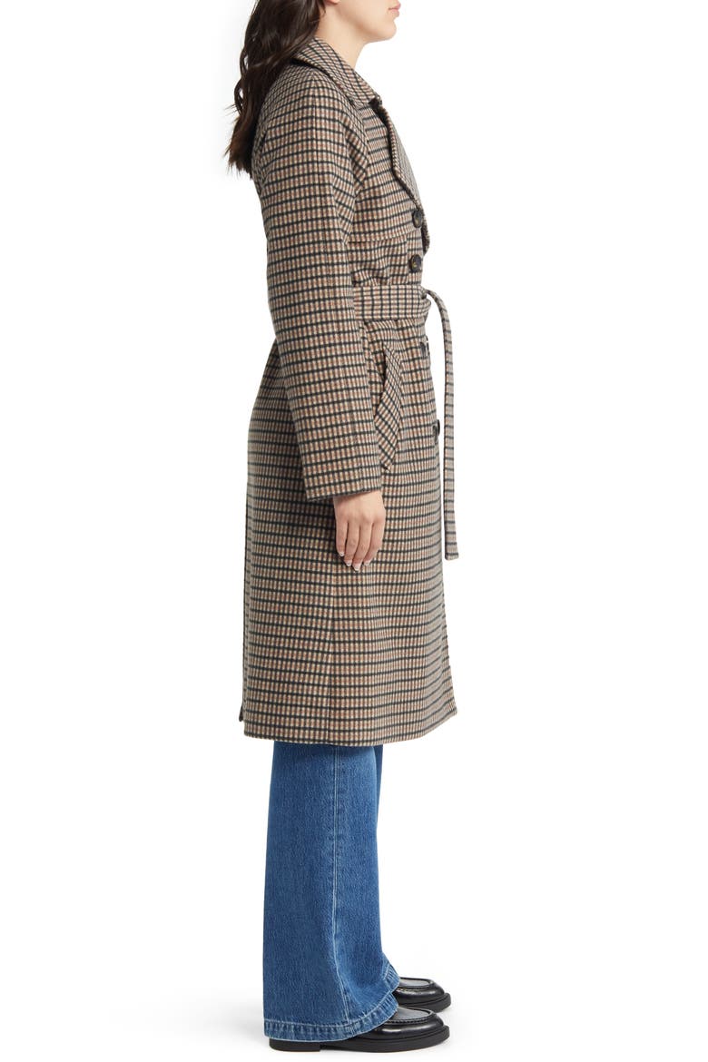 Plaid Wool Blend Trench Coat, Alternate, color, TAN