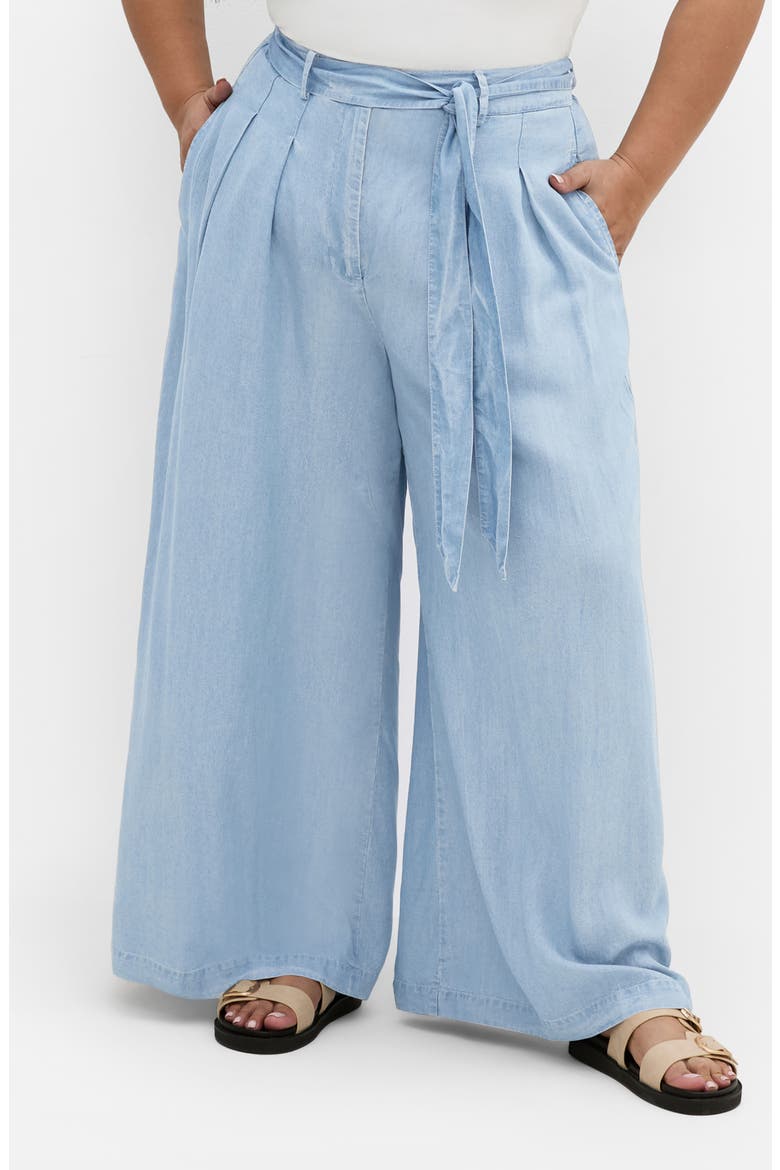 Santorini Belted Wide Leg Pants, Main, color, LIGHT WASH