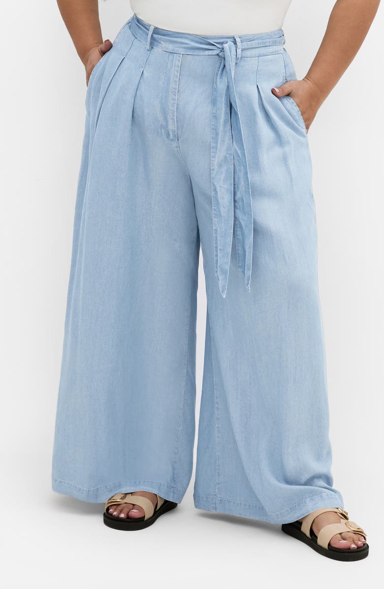 City Chic Santorini Belted Wide Leg Pants, Main, color, 