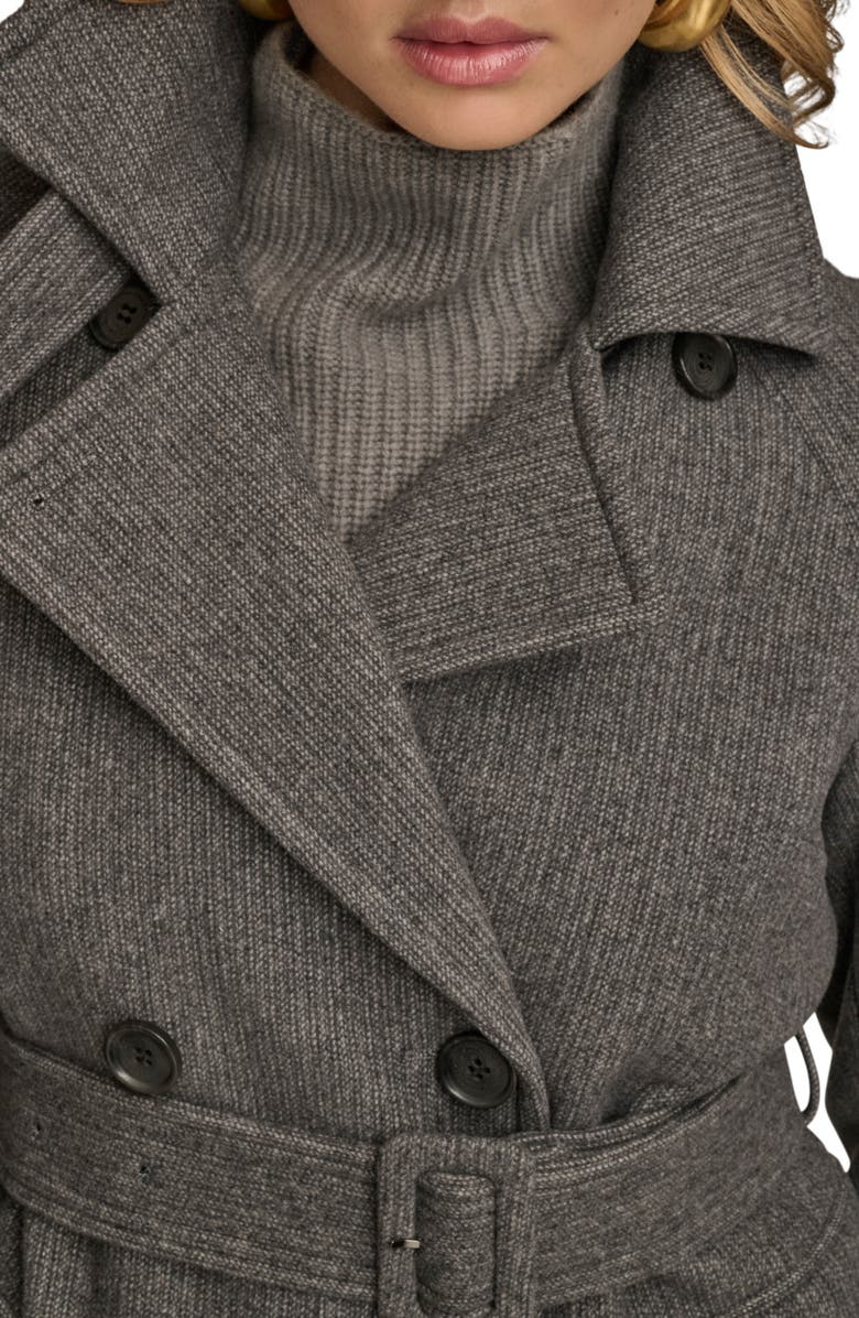 Donna Karan New York Convertible Collar Double Breasted Wool Blend Coat, Alternate, color, Steel