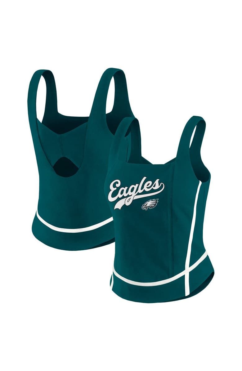 WEAR by Erin Andrews Women's WEAR by Erin Andrews Midnight Green Philadelphia Eagles Square Neck Tank Top, Alternate, color, 