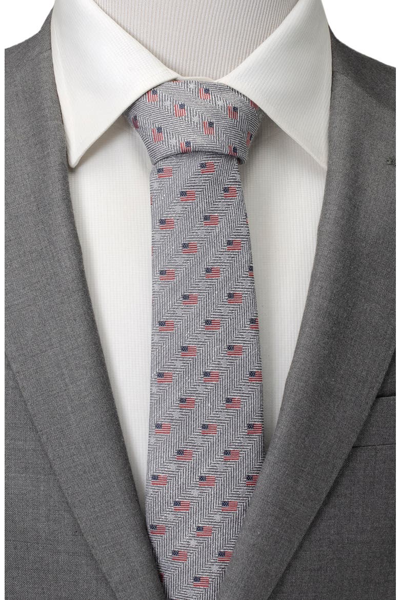 American Flag Cotton Tie, Alternate, color, GRAY