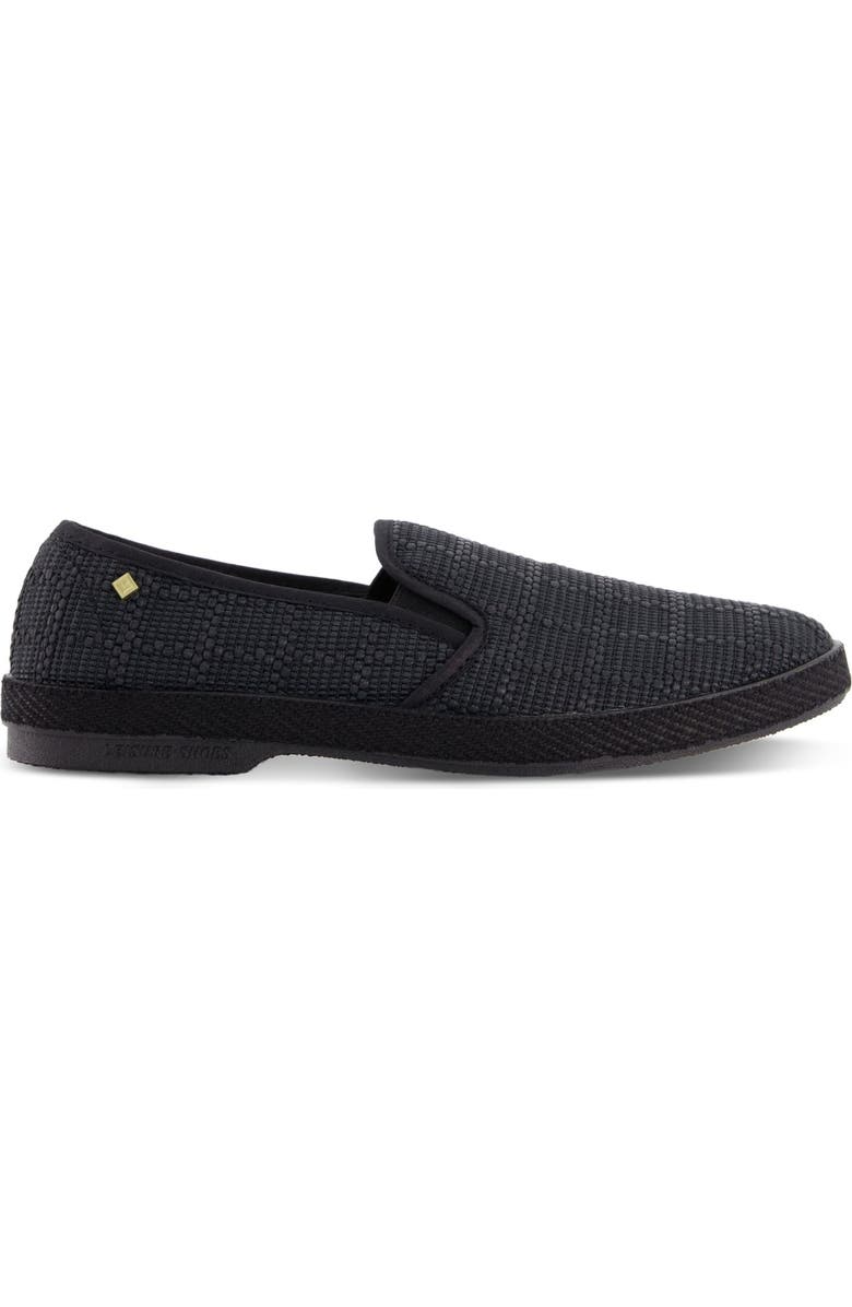 Rivieras Classic Textured Raffia Slip-On Loafer, Main, color, Noir